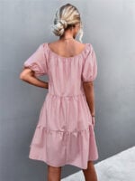 Wholesale Square Neck Short Sleeve Dress（without belt）