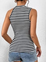 Wholesale Striped Cutout Sleeveless T-shirt