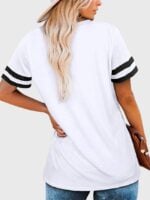 Wholesale Striped Paneled V Neck Casual T-Shirt