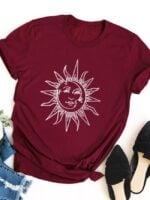 Wholesale Sun And Sunflower Graphic T-Shirt