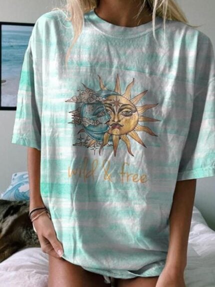 Wholesale Sun Graphic Tie-dye T-Shirt