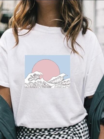 Wholesale Sunrise With Wave Graphic T-Shirt