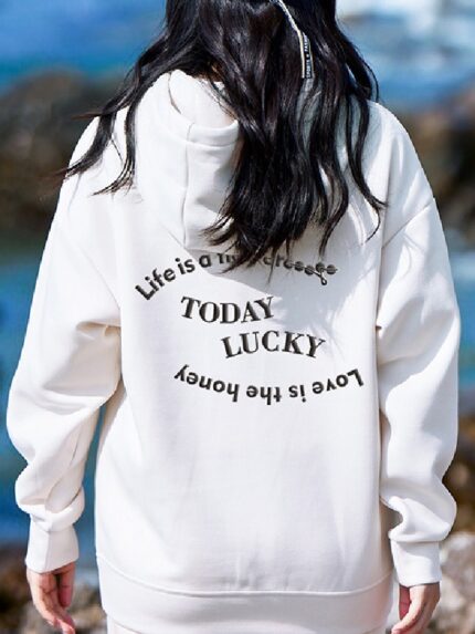 Wholesale TODAY LUCKY Print Casual Hoodie