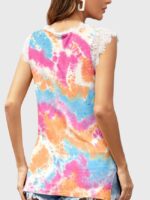 Wholesale Tie-Dye Print Lace Paneling V-neck Vest