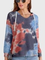 Wholesale Tie-dye Print V Neck Thin Hoodie