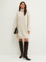 Wholesale Turtleneck Long Sleeve Loose Sweater Dress