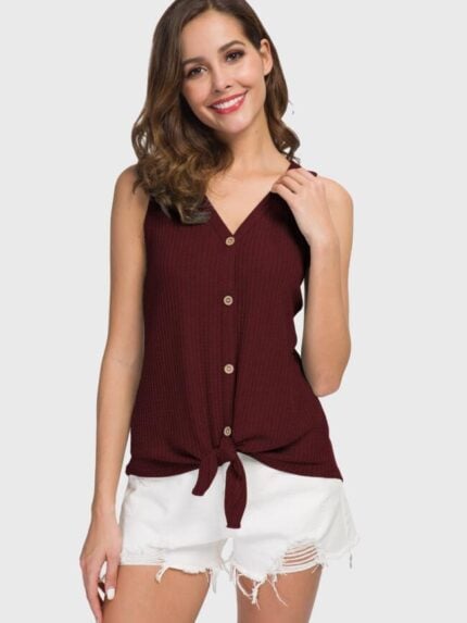 Wholesale V Neck Button Tie Casual Vest