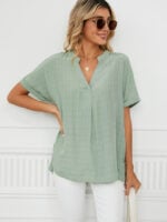 Wholesale V Neck Casual Loose Thin Shirt