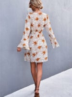 Wholesale V-Neck Flared Sleeve Print Dress