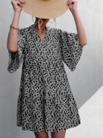 Wholesale V-Neck Flared Sleeve Print Dress