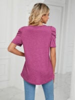 Wholesale V Neck Pleated Short Sleeve T-Shirt