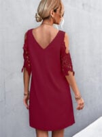 Wholesale V-Neck Sexy Lace Panel Dress