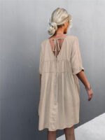 Wholesale V-neck Solid Loose Casual dress