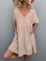 Wholesale V-neck Solid Loose Casual dress