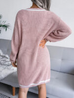 Wholesale V-neck college knit dress