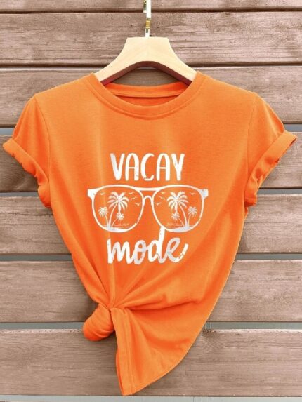 Wholesale VACAY Print Short Sleeve T-shirt