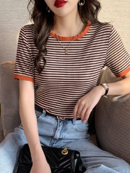 Wholesale Vintage Chic Stripe T-Shirt