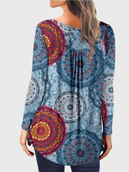 Wholesale Vintage Ethnic Print Long Sleeve Top