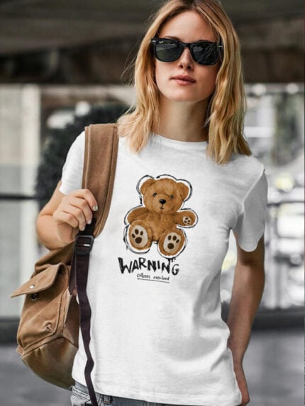 Wholesale WARNING Bear Graphic T-Shirt