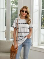 Wholesale Wavy Stripe Casual Short Sleeve T-Shirt