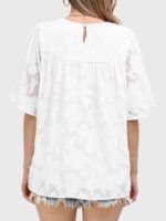 Wholesale White Floral Embossed Oversized Blouse