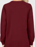 Wholesale Wine Red Long Sleeve Crewneck Top