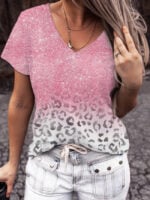 Wholesale Women's Leopard Casual Print T-shirt