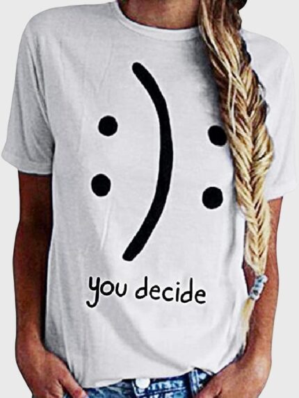 Wholesale You decide Smiley Print Short Sleeves Tee