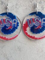 Flag Print Rainbow Tie Dye Earrings