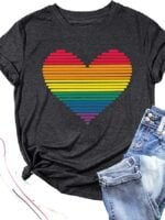 Rainbows Heart Print Graphic T-Shirt