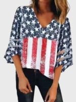 Wholesale American Flag Print Mesh Panel T-Shirt