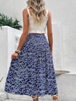 Wholesale Blue Floral High Waist Skirt