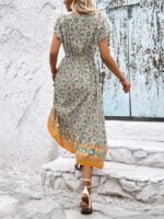 Wholesale Bohemian Print Ruffle Dress