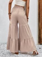 Wholesale Casual Elastic High Waisted Flared Pants