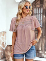 Wholesale Casual Solid Color Hollow Short Sleeved T-shirt