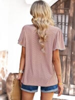 Wholesale Casual Solid Color Hollow Short Sleeved T-shirt