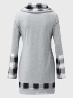 Wholesale Contrast Check Button Lapel Long Sleeve Top