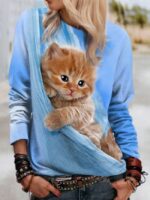 Wholesale Cute Cat Print Long Sleeve Top