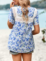 Wholesale Elegant Floral Hollow Lace Blouse