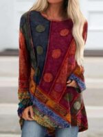 Wholesale Ethnic Print Long Sleeve T-Shirt