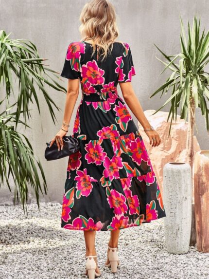 Wholesale Floral Elegant High Waist Dress