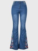 Wholesale Floral Embroidery Flare Jeans