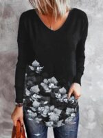 Wholesale Floral Print Long Sleeve Tunic Top