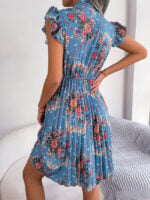 Wholesale Floral Ruffle Mini Pleated Dress