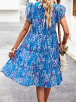 Wholesale Floral Ruffle V-Neck Dress