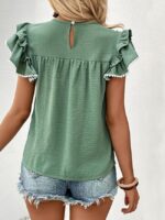 Wholesale Green Ruffle Causal Blouse