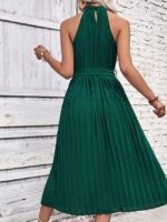 Wholesale Halter Neck Pleated Elegant Dress