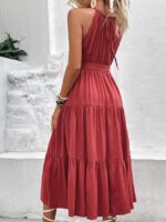 Wholesale Halter Neck Solid Color Layered Dress