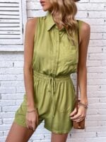 Wholesale Lapel Button Sleeveless Jumpsuit