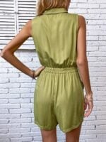 Wholesale Lapel Button Sleeveless Jumpsuit